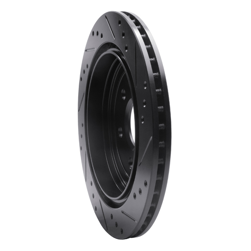 Cadillac SRX Brake Rotor (1) - Rear Left - R1 Concepts - Drilled & Slotted - Black - `10-`16